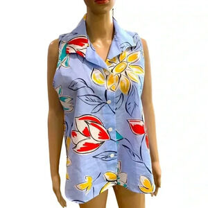 Vintage Denise Creations oversized maternity tent tunic summer sleeveless top-L